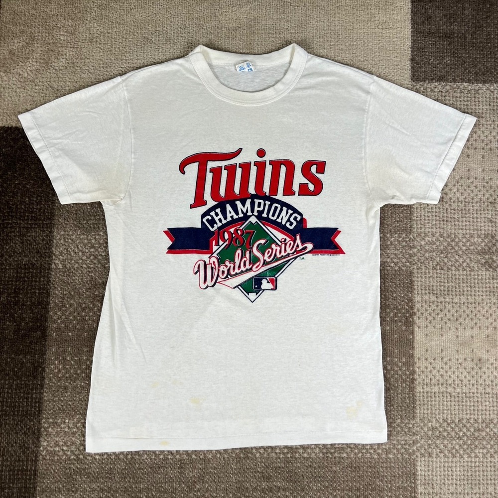 Vintage‎ 1987 Minnesota Twins World Series Champions T Shirt Mens Large MLB